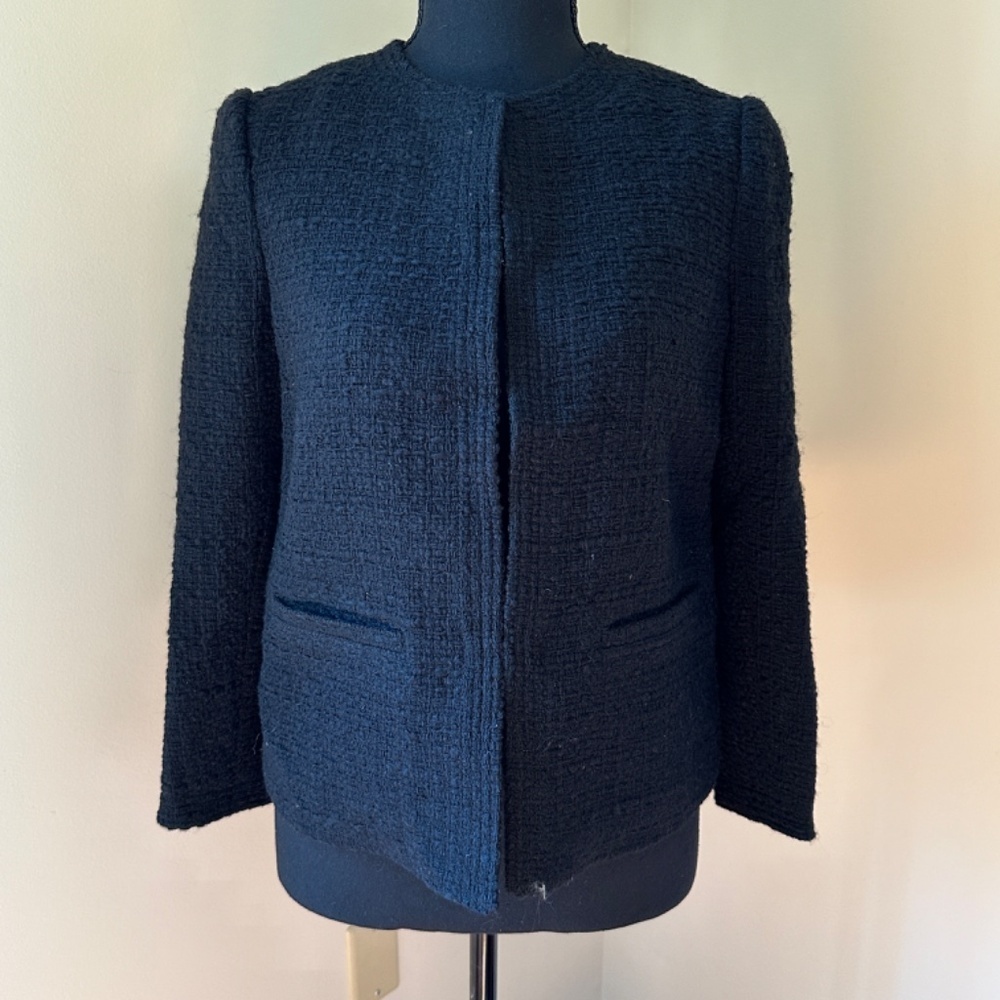 *Vince* Black Tweed Long Sleeve Front Clasp Jacket Size 6 Nwt